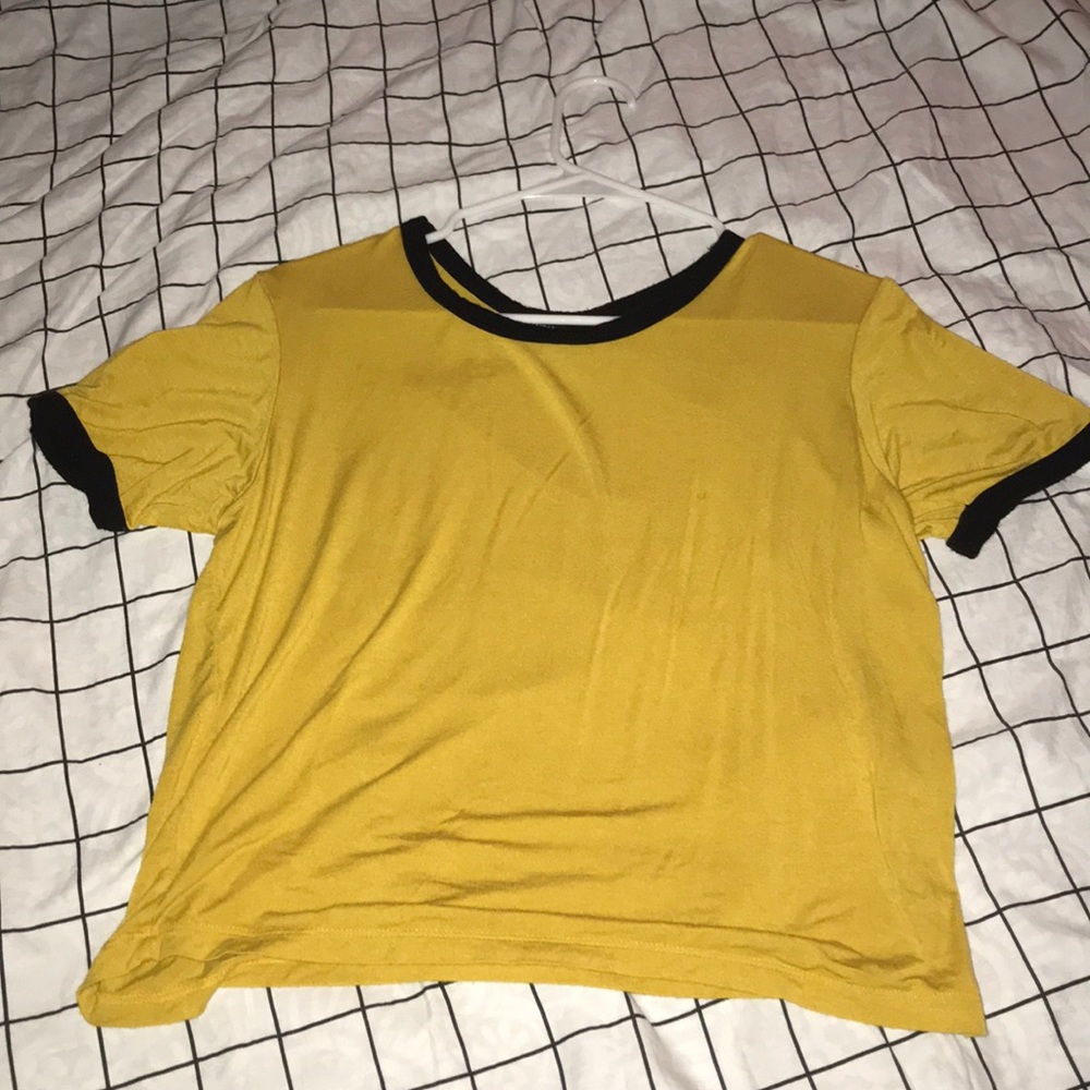 Yellow and Black lined t shirt